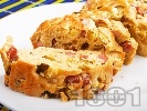 Рецепта Класически солен кекс (сладкиш) с шунка, сирене и краставички
